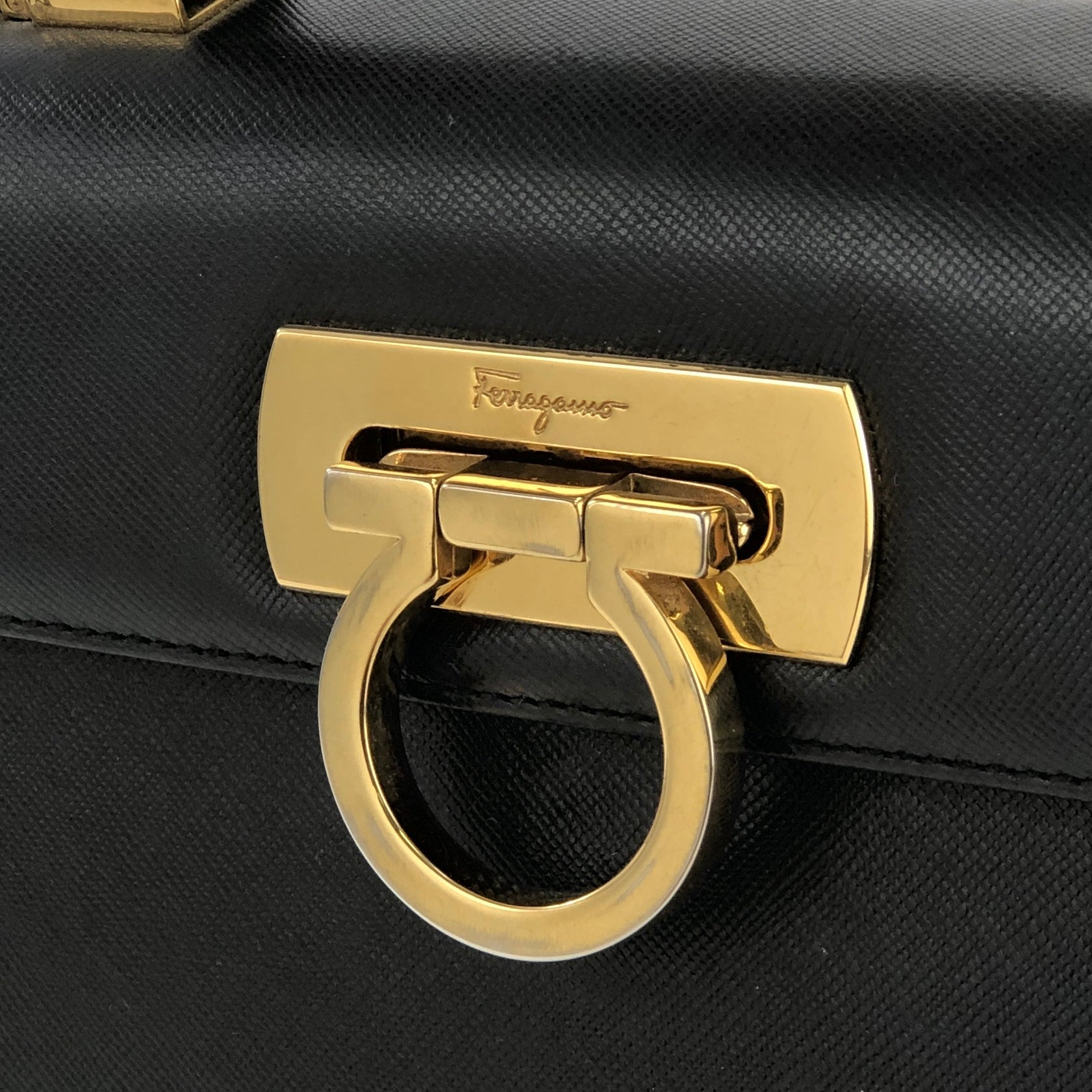 Salvatore Ferragamo Gancini embossed leather Saffiano 2WAY