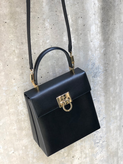 Salvatore Ferragamo Gancini 壓花皮革 2way 肩包 Bandbag 黑色 復古 舊 jbv5dw