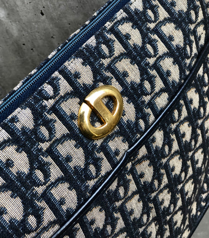Christian Dior Logo Trotter Oblique Round Jacquard Shoulder bag Navy Vintage Old bpd7zc