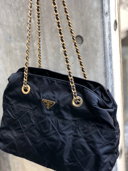 PRADA 鏈條尼龍單肩包 黑色 ibc4c8