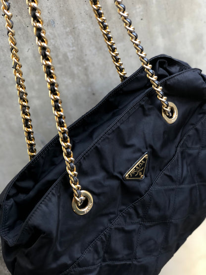 PRADA 鏈條尼龍單肩包 黑色 ibc4c8