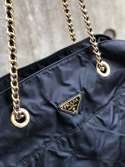 PRADA 鏈條尼龍單肩包 黑色 ibc4c8
