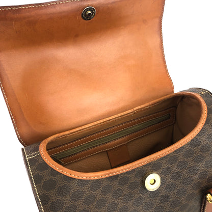 CELINE  Macadam Triomphe Brazon PVC x Leather Box Mini Bag Handbag Brown Old Celine Vintage mrfyri