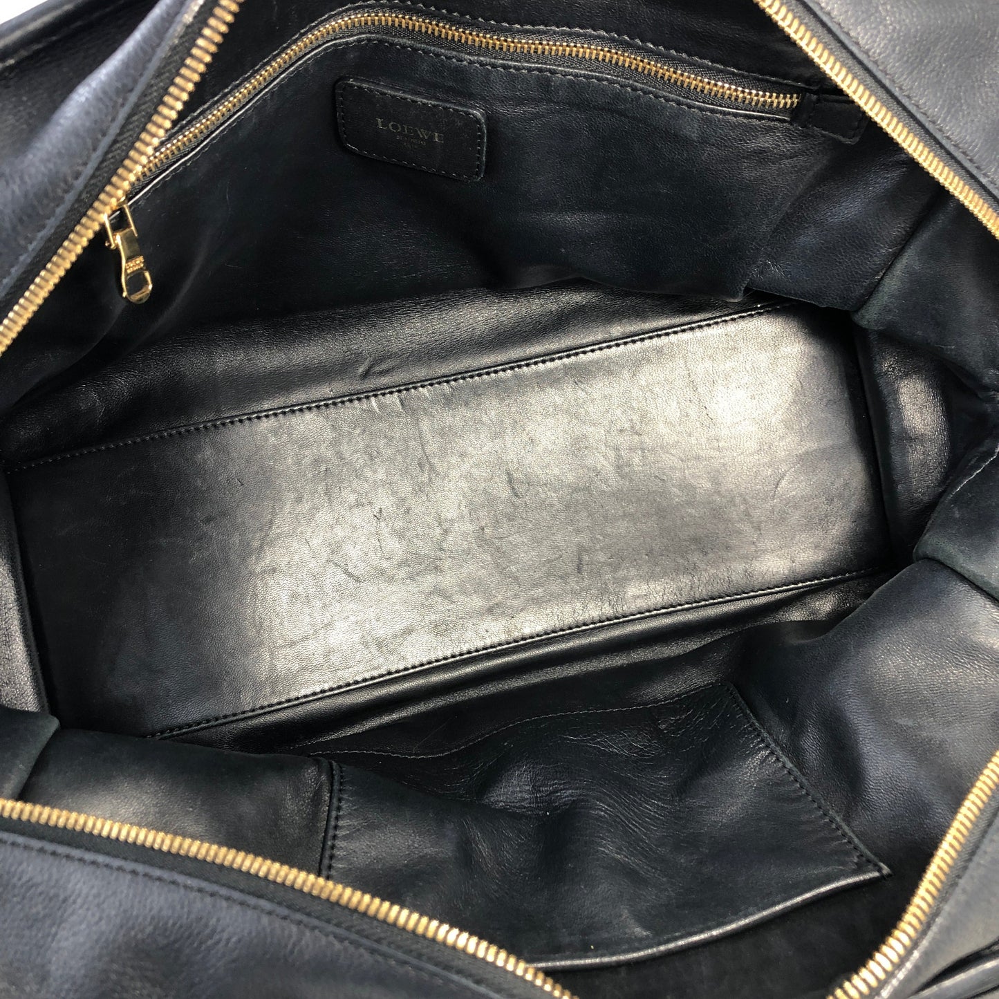 LOEWE Amazona 36 Anagram Bostonbag Handbag Black Cream Vintage 4r2we6