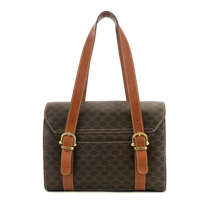 CELINE  Macadam Triomphe Brazon PVC x Leather Box Mini Bag Handbag Brown Old Celine Vintage mrfyri