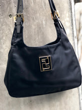 Load image into Gallery viewer, FENDI FF logo Nylon Shoulder bag Black Vintage Old wmenwa
