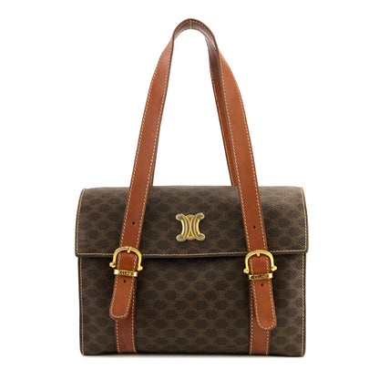 CELINE  Macadam Triomphe Brazon PVC x Leather Box Mini Bag Handbag Brown Old Celine Vintage mrfyri