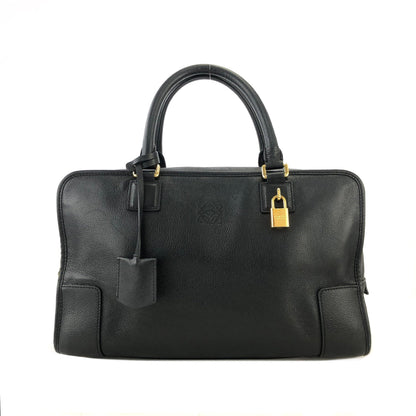 LOEWE Amazona 36 Anagram Bostonbag Handbag Black Cream Vintage 4r2we6