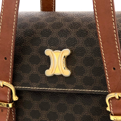 CELINE  Macadam Triomphe Brazon PVC x Leather Box Mini Bag Handbag Brown Old Celine Vintage mrfyri