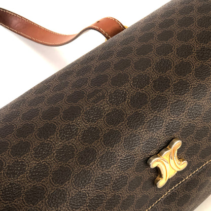 CELINE  Macadam Triomphe Brazon PVC x Leather Box Mini Bag Handbag Brown Old Celine Vintage mrfyri