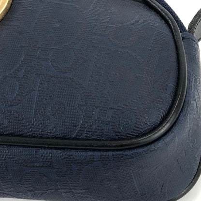 Christian Dior Trotter Oval Logo Motif PVC Leather Micro Mini Bag Handbag Hand Pouch Navy Vintage Old 6imutv