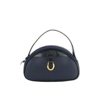 Christian Dior Trotter Oval Logo Motif PVC Leather Micro Mini Bag Handbag Hand Pouch Navy Vintage Old 6imutv