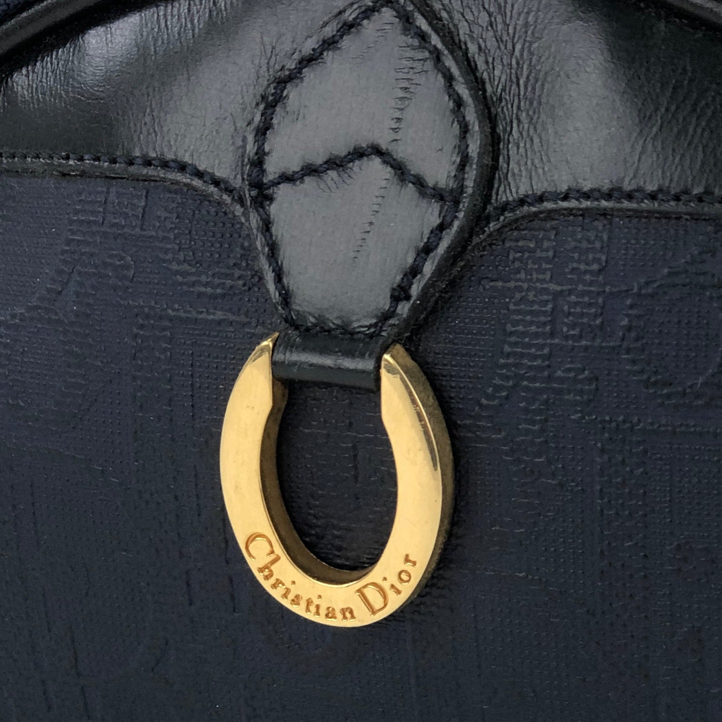 Christian Dior Trotter Oval Logo Motif PVC Leather Micro Mini Bag Handbag Hand Pouch Navy Vintage Old 6imutv