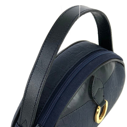 Christian Dior Trotter Oval Logo Motif PVC Leather Micro Mini Bag Handbag Hand Pouch Navy Vintage Old 6imutv
