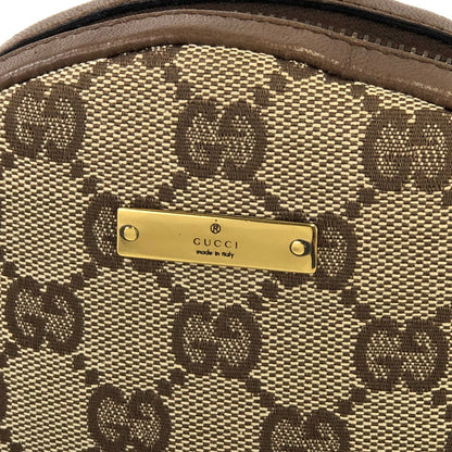 GUCCI Logo Plate GG Canvas Leather Circle Round Mini Bag Pochette Shoulder Bag Beige Brown Vintage Old Gucci fpg7wa