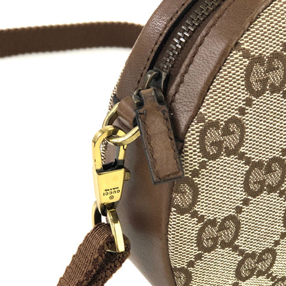 GUCCI Logo Plate GG Canvas Leather Circle Round Mini Bag Pochette Shoulder Bag Beige Brown Vintage Old Gucci fpg7wa