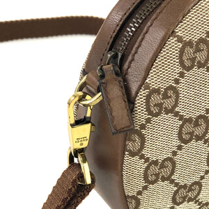 GUCCI Logo Plate GG Canvas Leather Circle Round Mini Bag Pochette Shoulder Bag Beige Brown Vintage Old Gucci fpg7wa