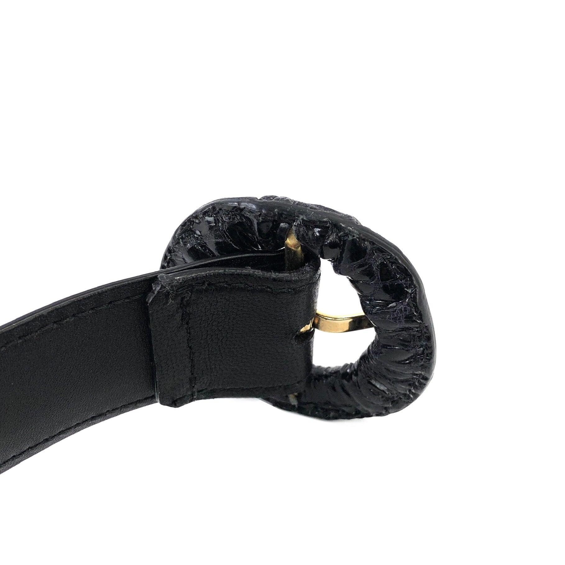 Bottega Veneta Intrecciato Leather Belt Black Vintage Old