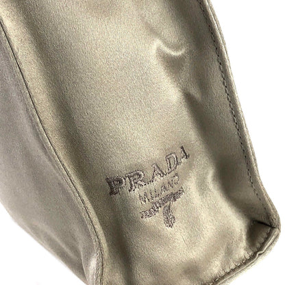 PRADA 標誌緞面迷你手提包袋銀色復古舊款 6aaarg