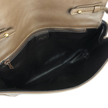 CELINE Blason 斜紋縫線絨面革鏈條斜挎迷你肩包棕色舊款 CELINE Vintage dajnrn