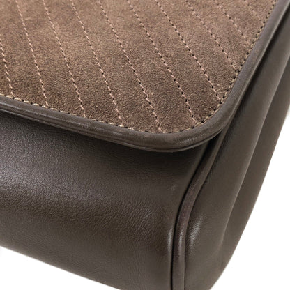 CELINE Blason 斜紋縫線絨面革鏈條斜挎迷你肩包棕色舊款 CELINE Vintage dajnrn