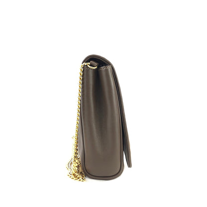 CELINE Blason 斜紋縫線絨面革鏈條斜挎迷你肩包棕色舊款 CELINE Vintage dajnrn