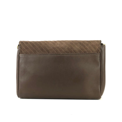 CELINE Blason 斜紋縫線絨面革鏈條斜挎迷你肩包棕色舊款 CELINE Vintage dajnrn