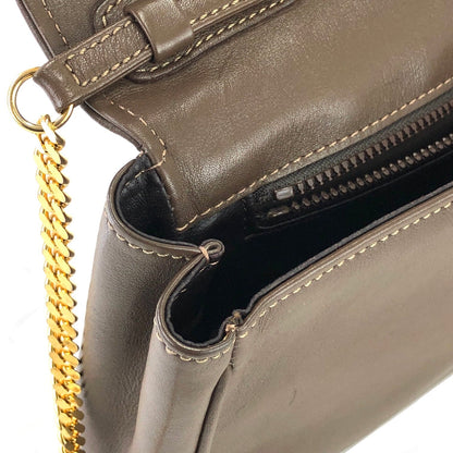 CELINE Blason 斜紋縫線絨面革鏈條斜挎迷你肩包棕色舊款 CELINE Vintage dajnrn