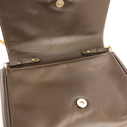 CELINE Blason 斜紋縫線絨面革鏈條斜挎迷你肩包棕色舊款 CELINE Vintage dajnrn