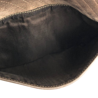 CELINE Blason 斜紋縫線絨面革鏈條斜挎迷你肩包棕色舊款 CELINE Vintage dajnrn
