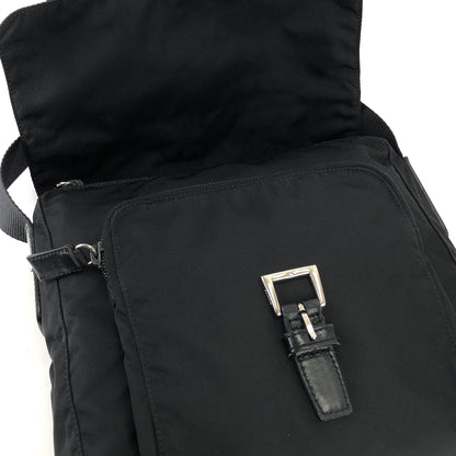 PRADA Triangle logo Nylon Crossbody Shoulder bag Black Vintage szbuau