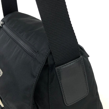 PRADA Triangle logo Nylon Crossbody Shoulder bag Black Vintage szbuau