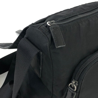 PRADA Triangle logo Nylon Crossbody Shoulder bag Black Vintage szbuau