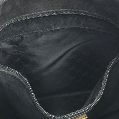 GUCCI GG logo Leather Drawstring Shoulder bag Black Vintage Old Gucci 22ci4h
