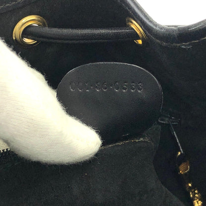 GUCCI GG logo Leather Drawstring Shoulder bag Black Vintage Old Gucci 22ci4h