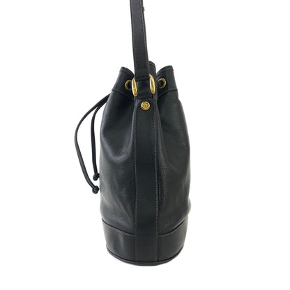 GUCCI GG logo Leather Drawstring Shoulder bag Black Vintage Old Gucci 22ci4h