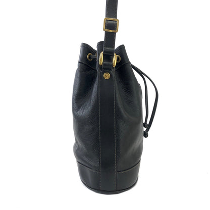 GUCCI GG logo Leather Drawstring Shoulder bag Black Vintage Old Gucci 22ci4h