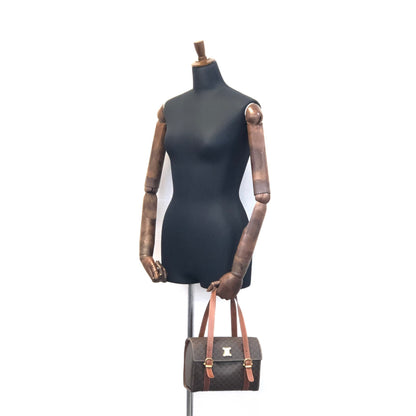 CELINE  Macadam Triomphe Brazon PVC x Leather Box Mini Bag Handbag Brown Old Celine Vintage mrfyri