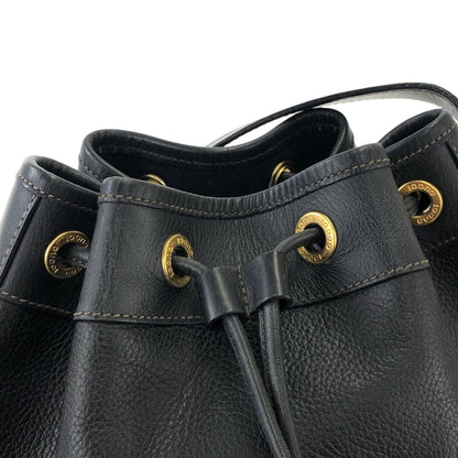 GUCCI GG logo Leather Drawstring Shoulder bag Black Vintage Old Gucci 22ci4h