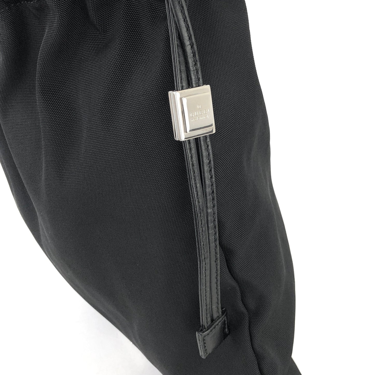 GUCCI Logo Nylon Drawstring Shoulder bag Handbag Black Vintage Old Gucci iij2zk