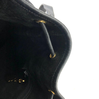 GUCCI GG logo Leather Drawstring Shoulder bag Black Vintage Old Gucci 22ci4h