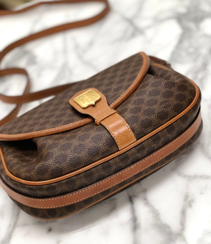 CELINE Macadam Blason logo Crossbody Shoulder bag Brown vintage Old Celine uytsw2