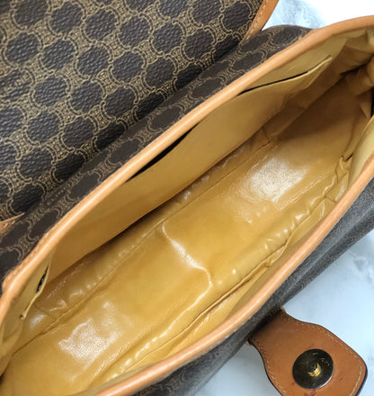 CELINE Macadam Blason logo Crossbody Shoulder bag Brown vintage Old Celine uytsw2