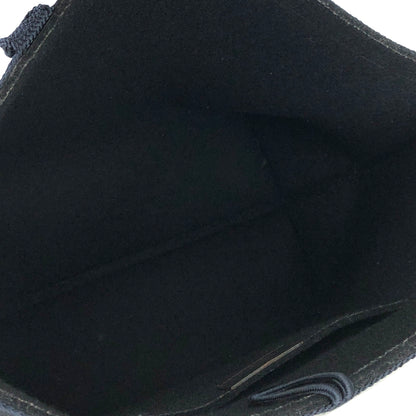 Yves Saint Laurent YSL logo Handbag  Embroidery　Black Navy Vintage Old YSL 4s2ykh