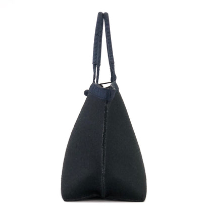 Yves Saint Laurent YSL logo Handbag  Embroidery　Black Navy Vintage Old YSL 4s2ykh