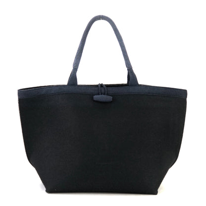 Yves Saint Laurent YSL logo Handbag  Embroidery　Black Navy Vintage Old YSL 4s2ykh