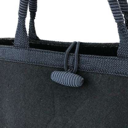 Yves Saint Laurent YSL logo Handbag  Embroidery　Black Navy Vintage Old YSL 4s2ykh