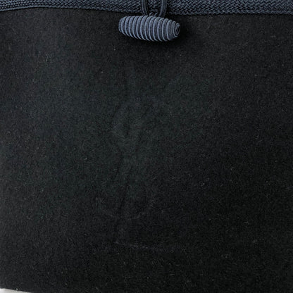 Yves Saint Laurent YSL logo Handbag  Embroidery　Black Navy Vintage Old YSL 4s2ykh