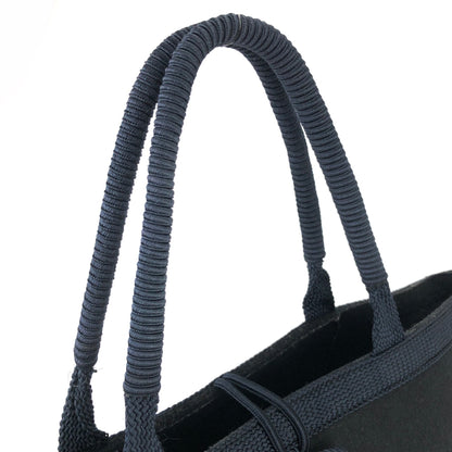 Yves Saint Laurent YSL logo Handbag  Embroidery　Black Navy Vintage Old YSL 4s2ykh