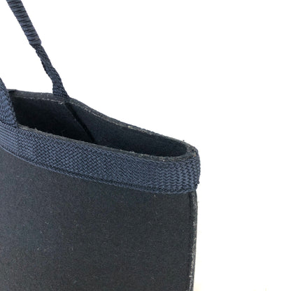 Yves Saint Laurent YSL logo Handbag  Embroidery　Black Navy Vintage Old YSL 4s2ykh